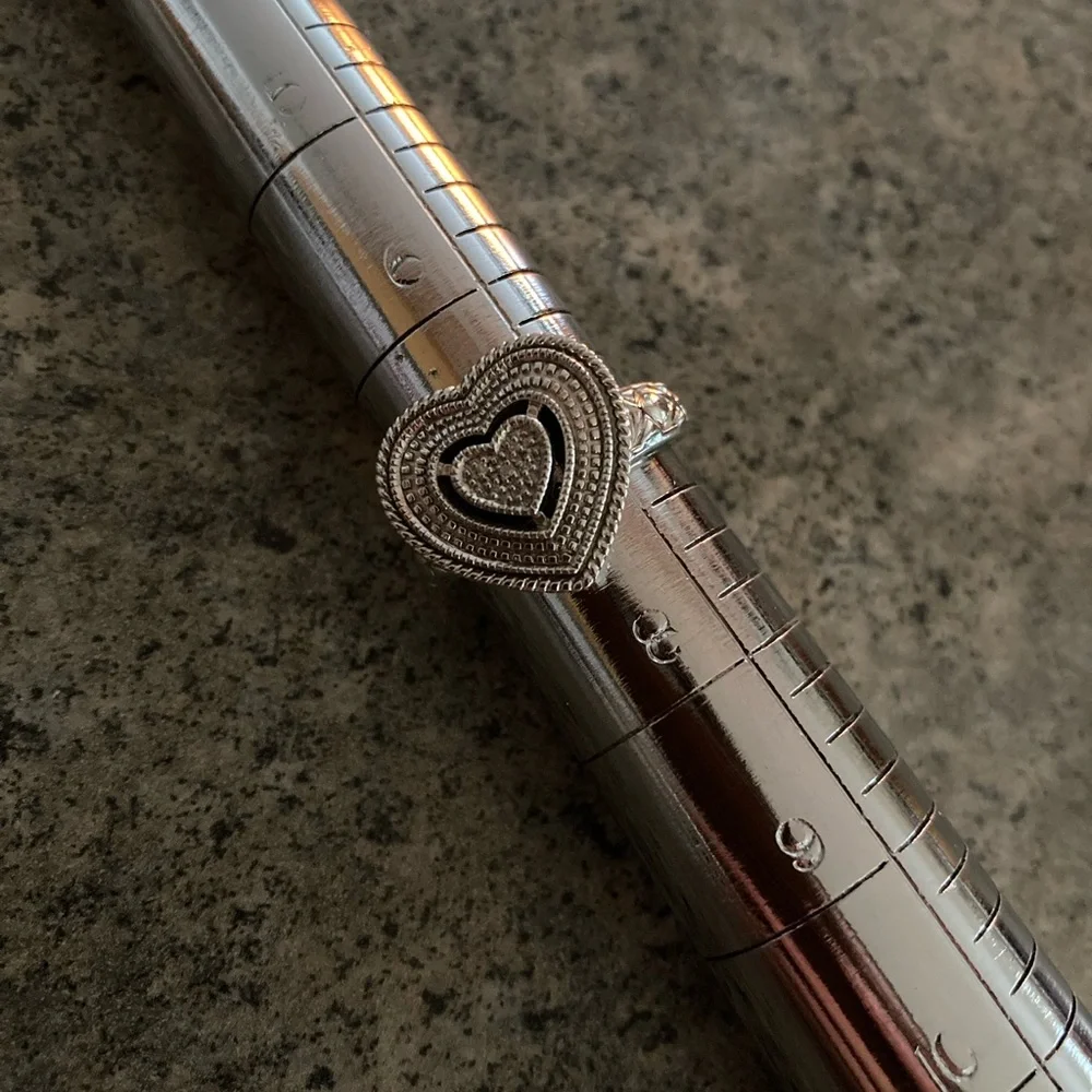 💍 925 Diamond Heart Ring Sterling Silver, Size 7, EUC